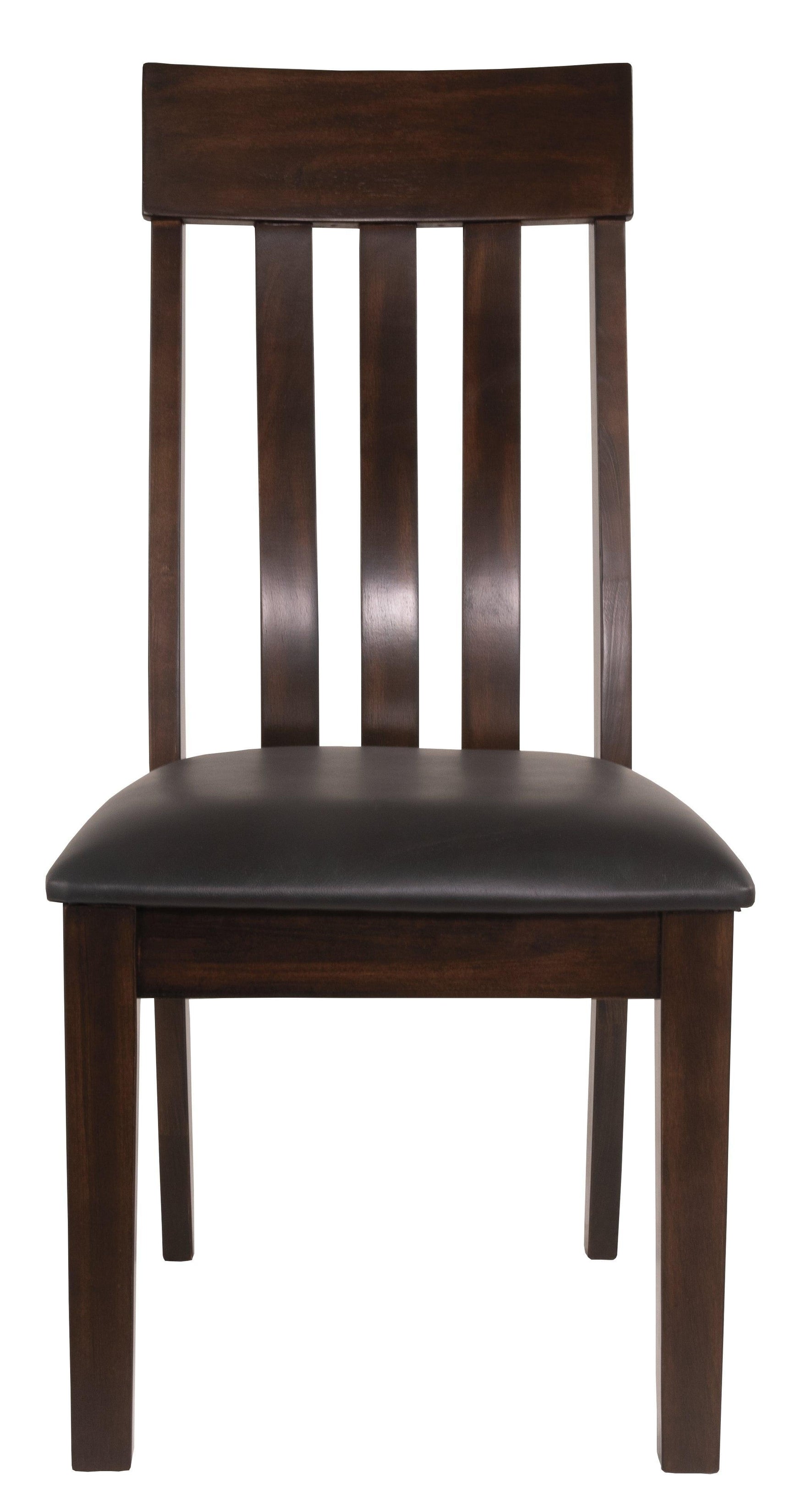Haddigan dining chair back view detailing wide-slat rake-back design