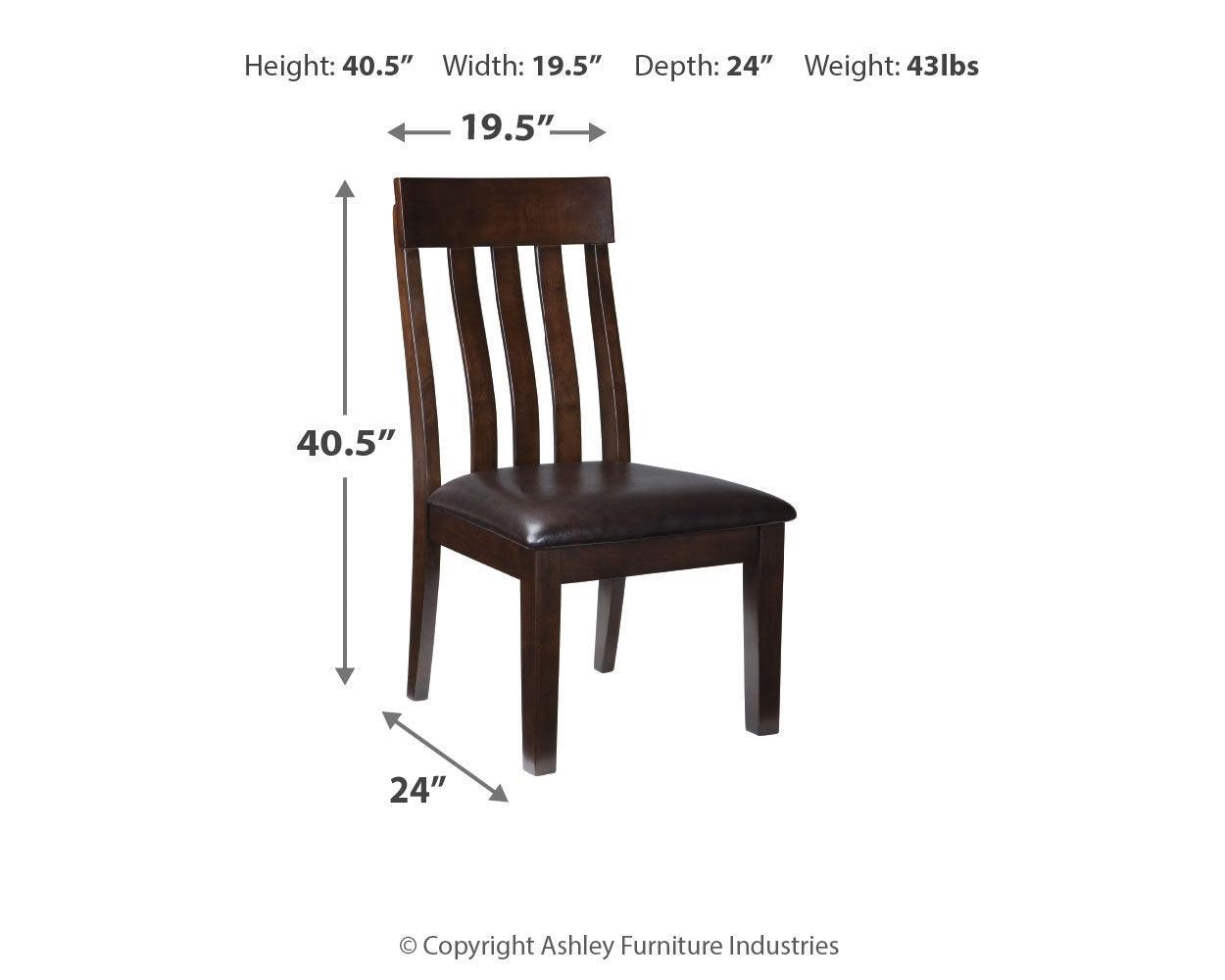 Dimensional diagram for Haddigan dining chair