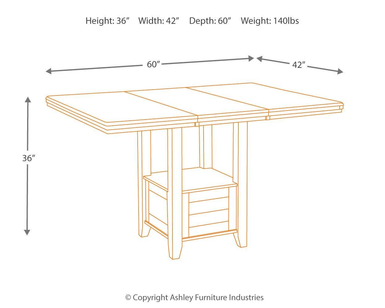 Haddigan Dark Brown Counter Height Dining Extension Table - Ella Furniture