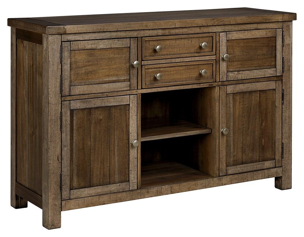 Moriville Grayish Brown Casual Dining Server side detail