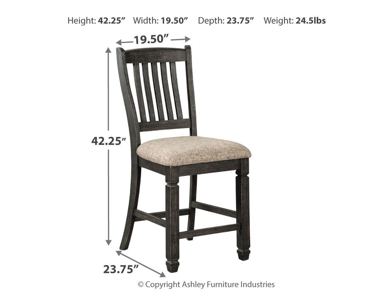 Dimensions illustration for Tyler Creek Counter Height Bar Stool