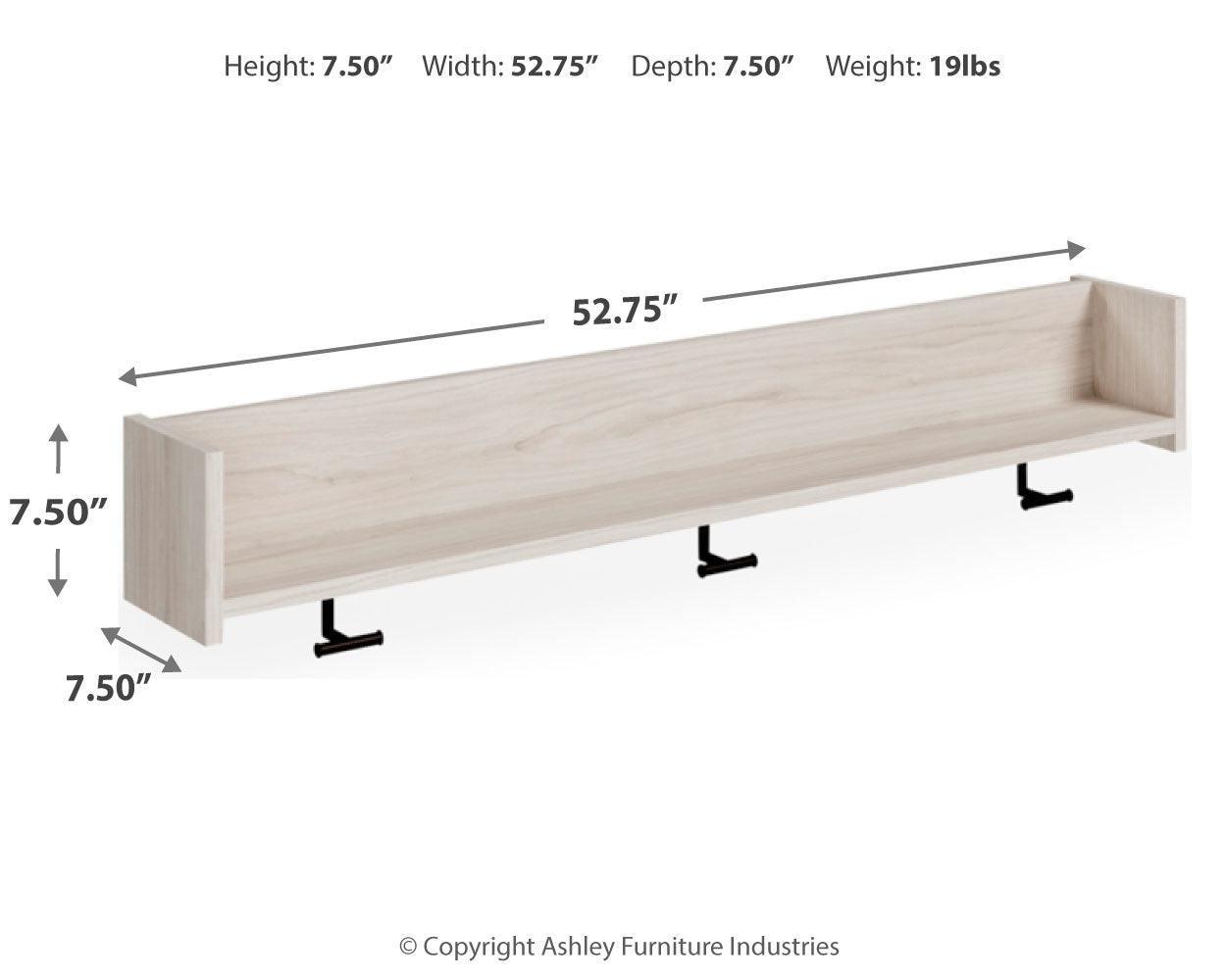 Socalle Light Natural Wall Mounted Coat Rack With Shelf - Ella Furniture