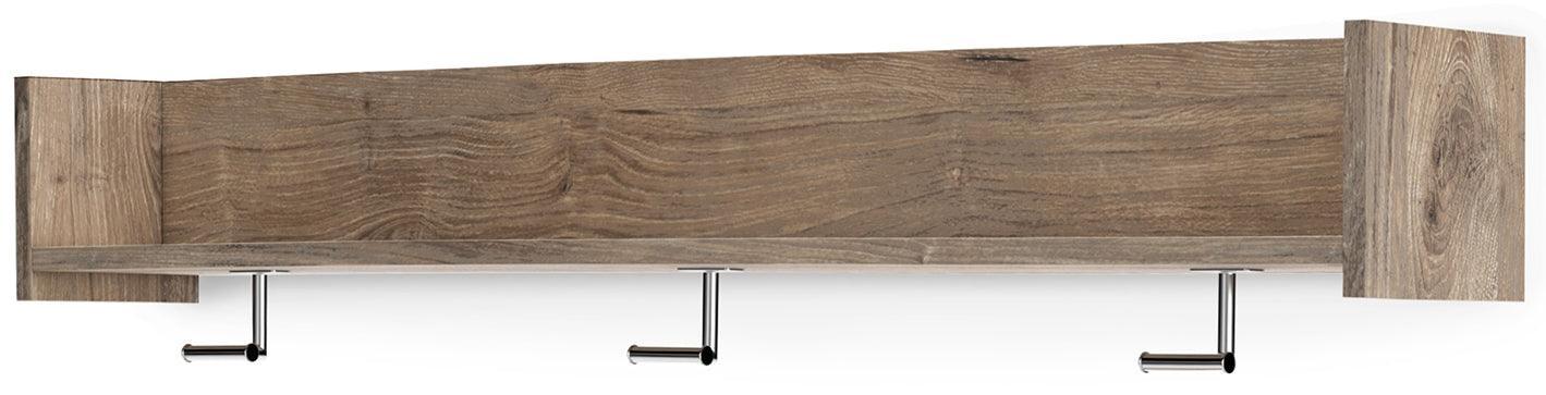 Oliah Natural Wall Mounted Coat Rack With Shelf - Ella Furniture