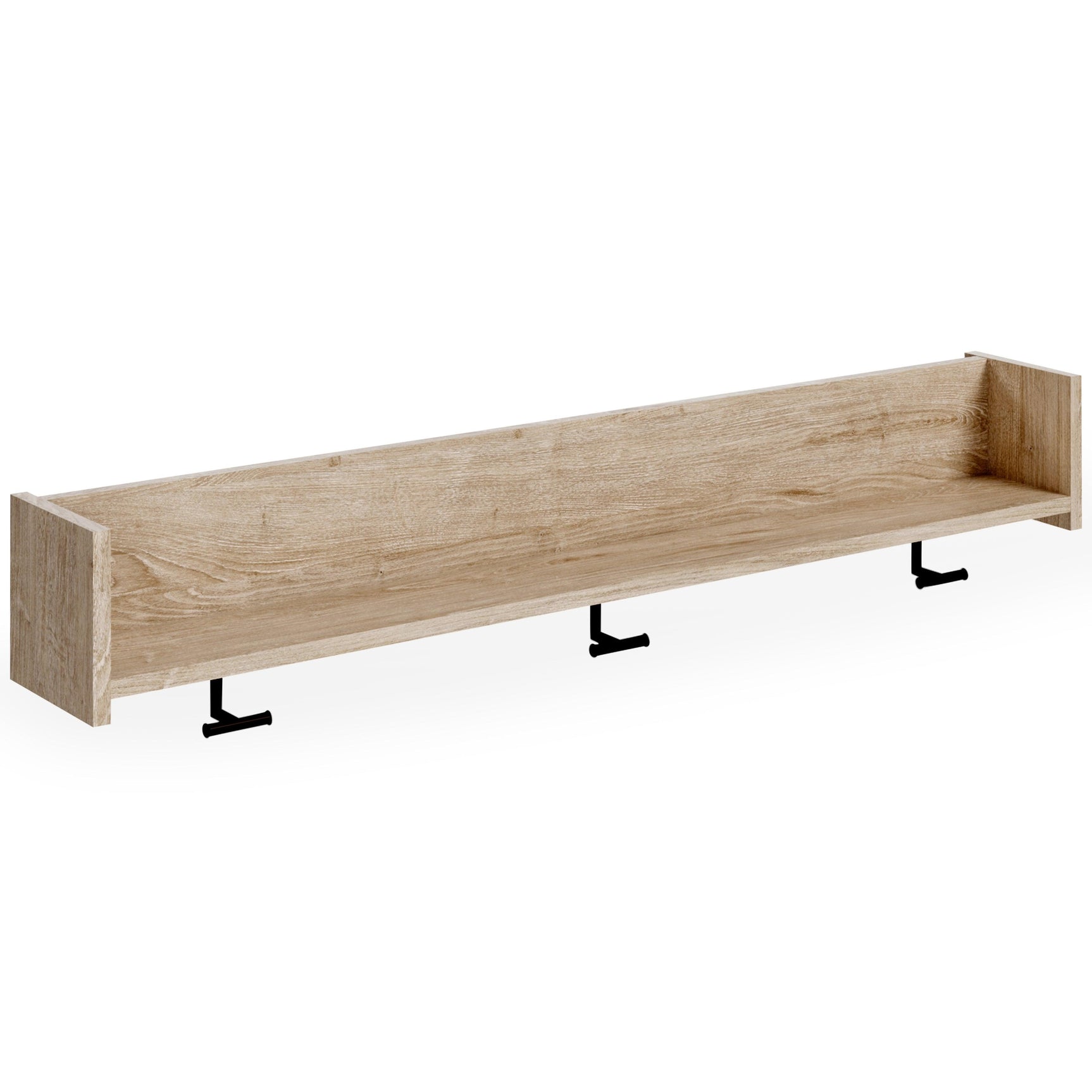 Oliah Natural Wall Mounted Coat Rack With Shelf - Ella Furniture