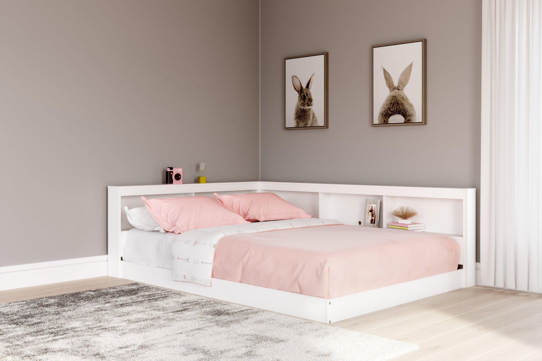 Piperton White Full Bookcase Storage Bed - Ella Furniture