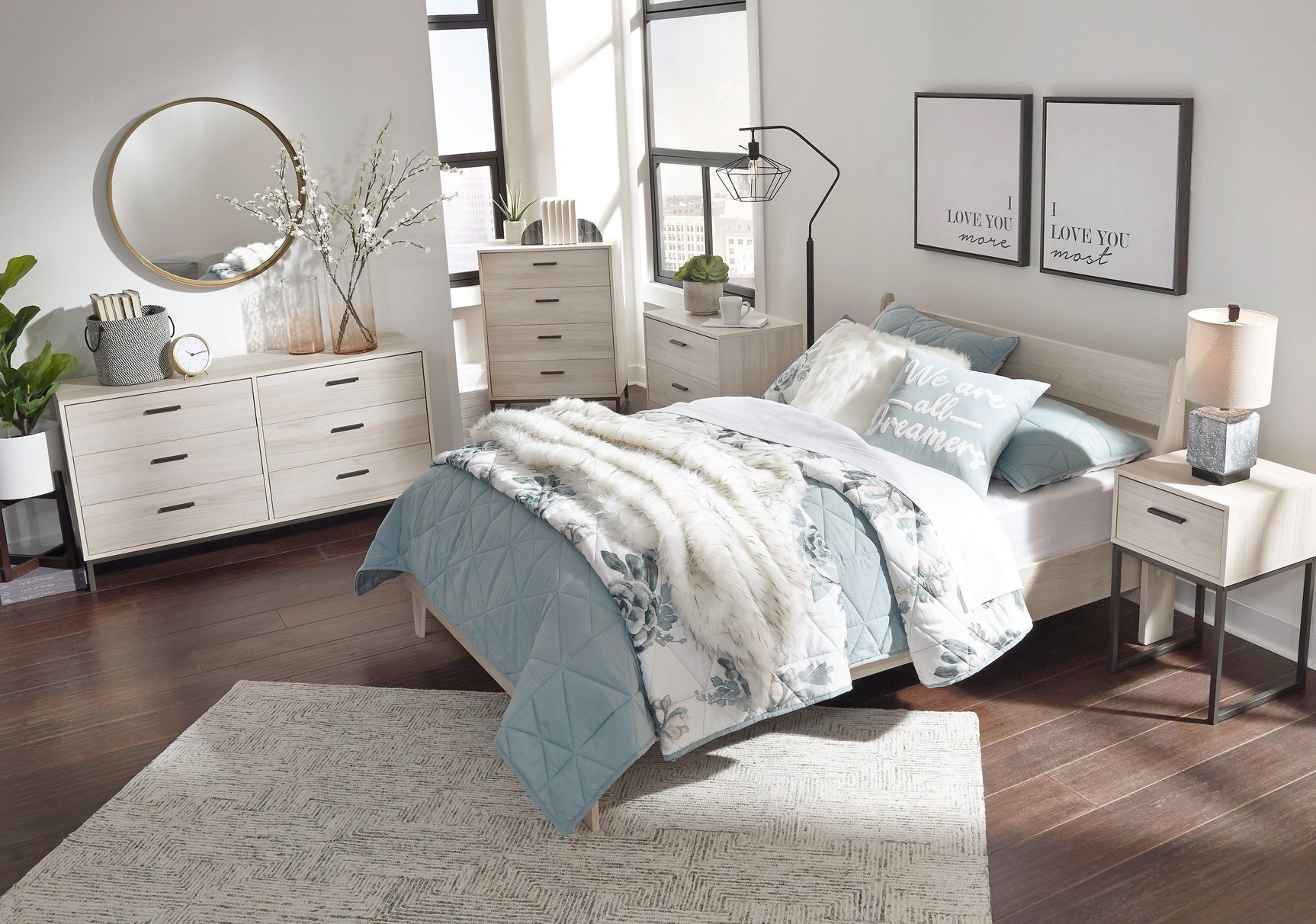 Socalle Natural Full Panel Platform Bed - Ella Furniture