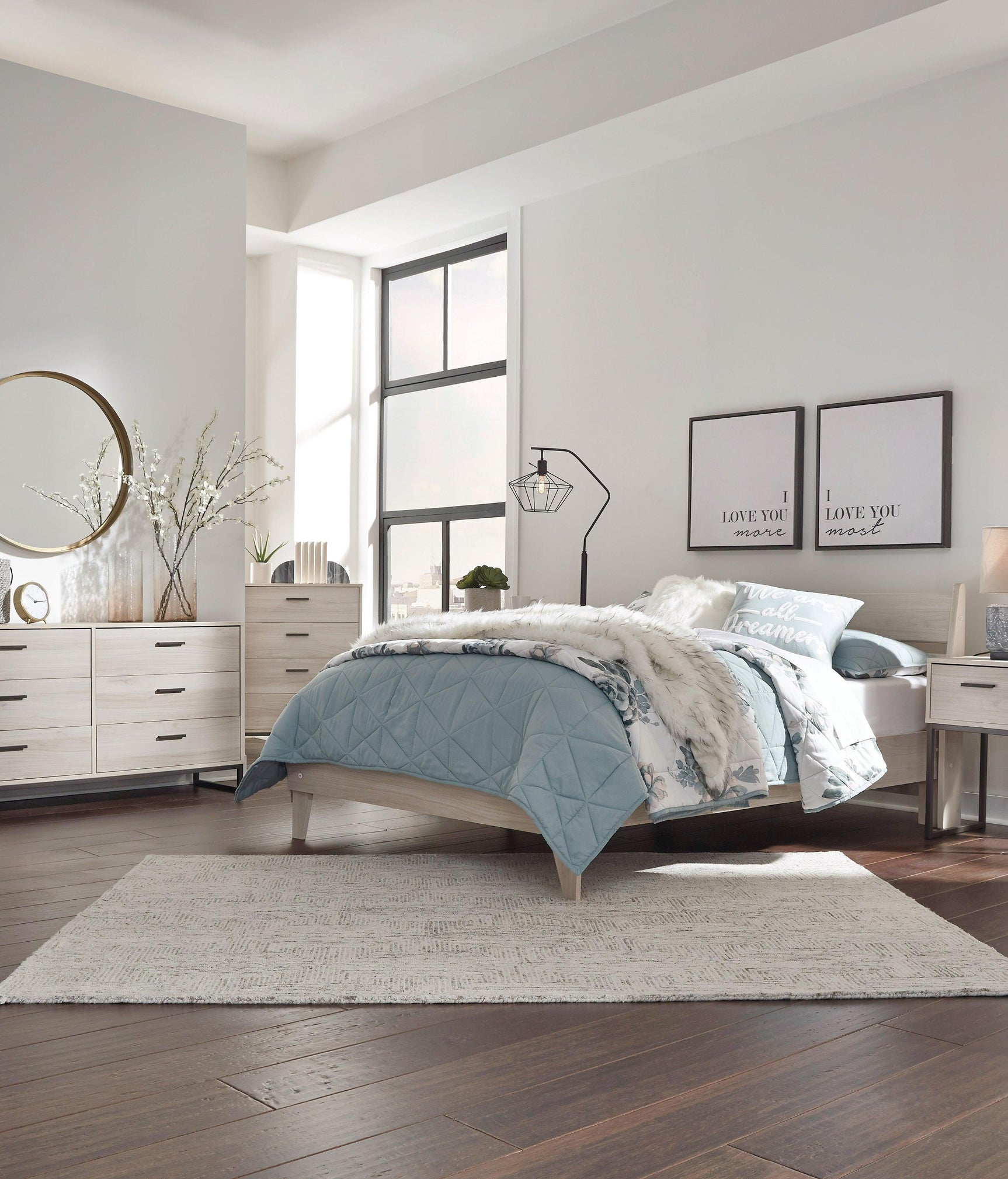 Socalle Natural Full Panel Platform Bed - Ella Furniture