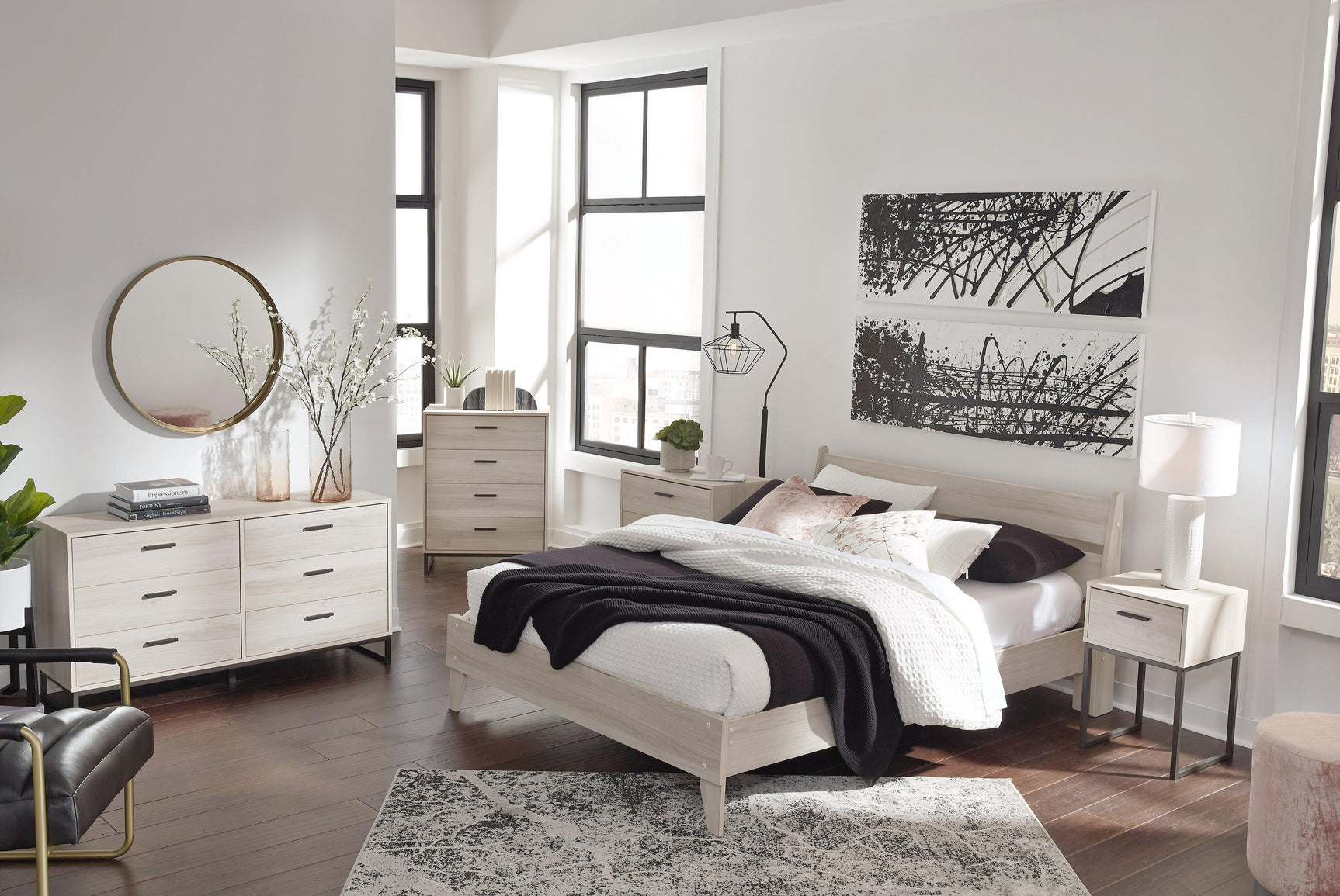 Socalle Natural Queen Panel Platform Bed - Ella Furniture