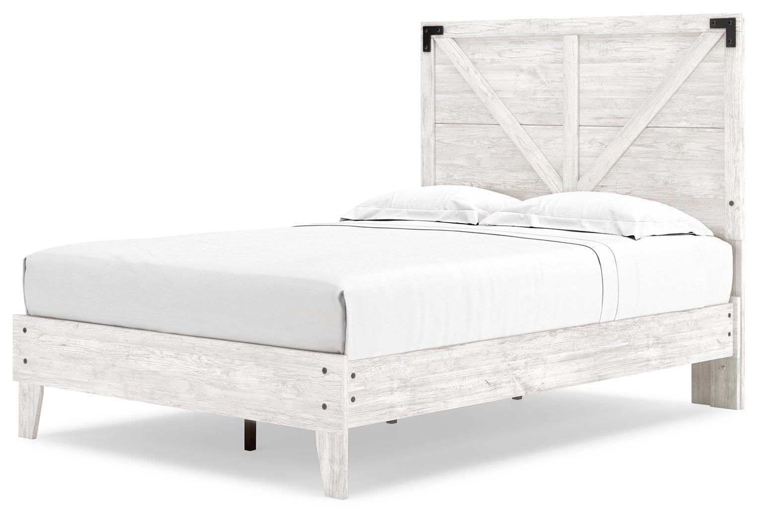 Shawburn White/dark Charcoal Gray Full Crossbuck Panel Platform Bed - Ella Furniture