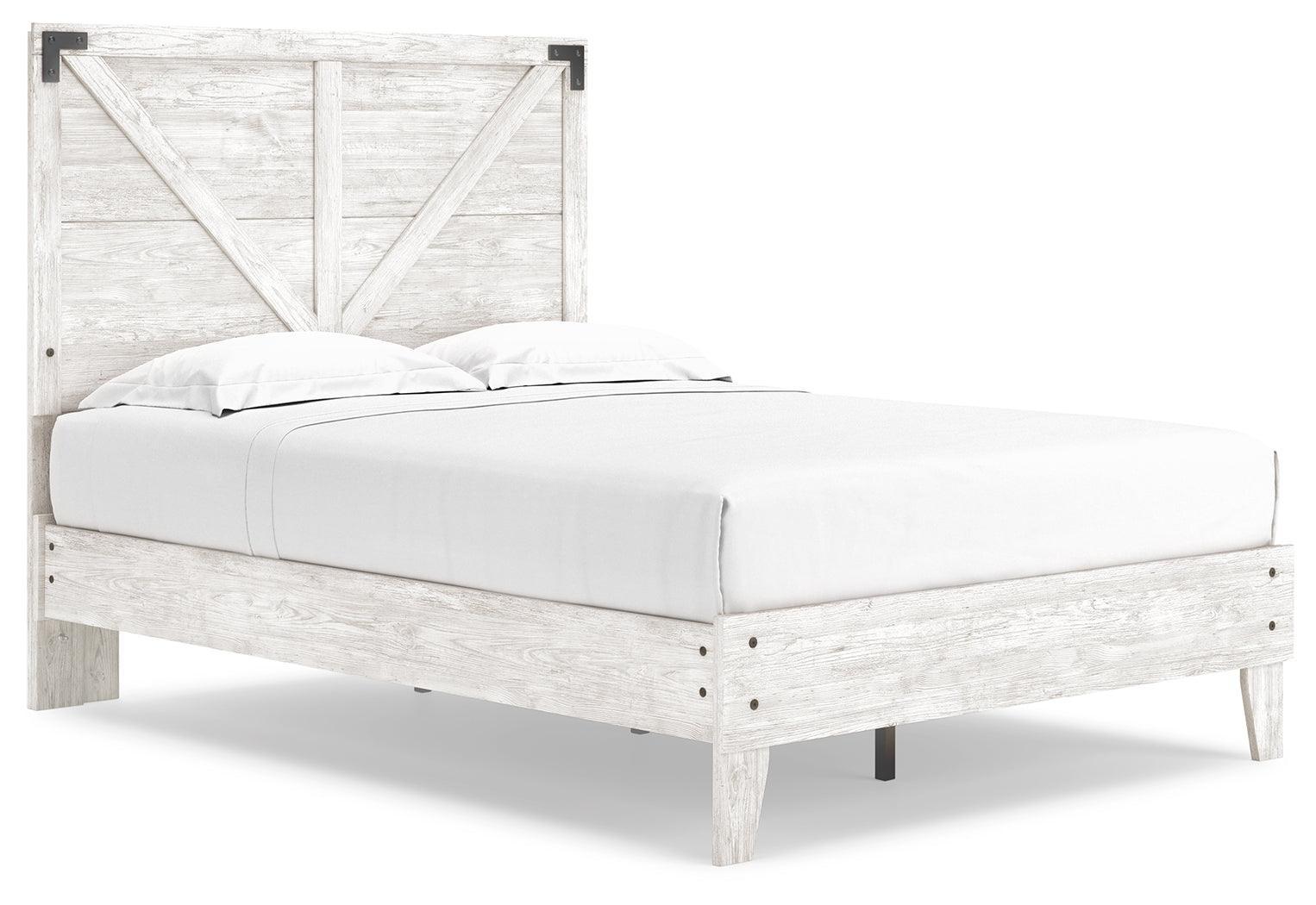 Shawburn White/dark Charcoal Gray Full Crossbuck Panel Platform Bed - Ella Furniture