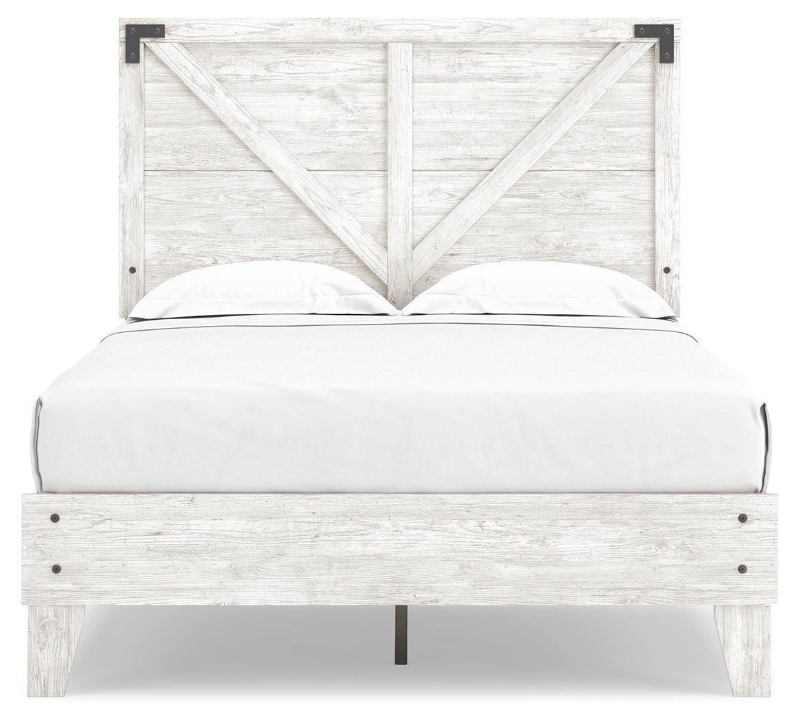 Shawburn White/dark Charcoal Gray Full Crossbuck Panel Platform Bed - Ella Furniture