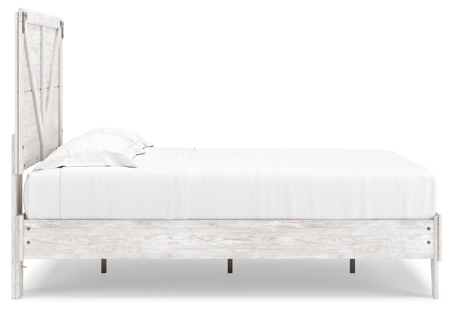 Shawburn White/dark Charcoal Gray Full Crossbuck Panel Platform Bed - Ella Furniture