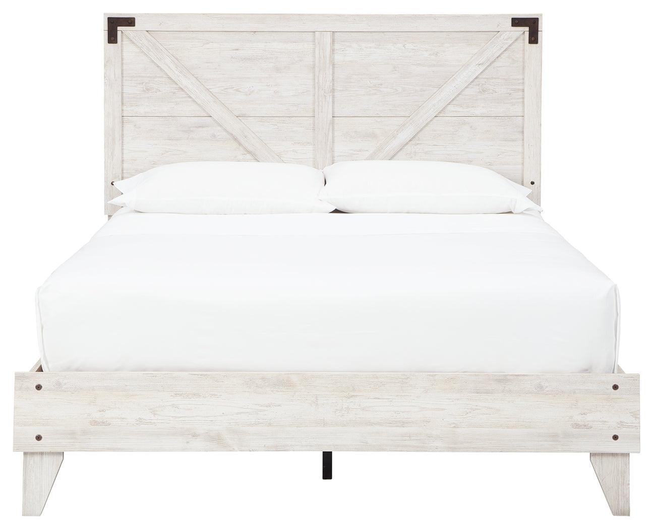 Shawburn White/dark Charcoal Gray Queen Crossbuck Panel Platform Bed - Ella Furniture