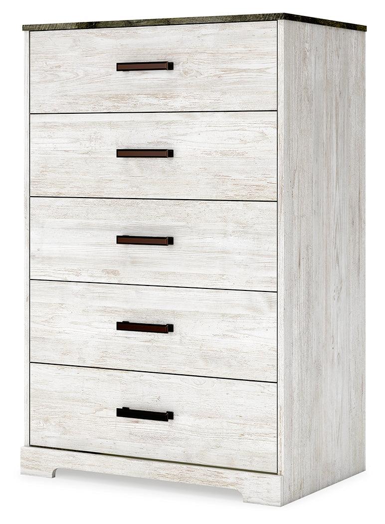 Shawburn Whitewash/charcoal Gray Chest Of Drawers - Ella Furniture