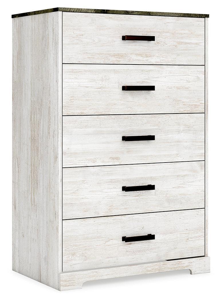 Shawburn Whitewash/charcoal Gray Chest Of Drawers - Ella Furniture