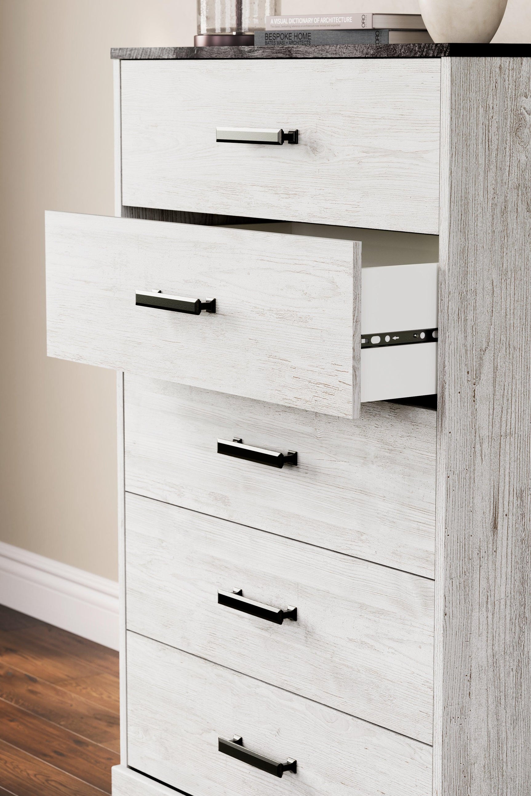 Shawburn Whitewash/charcoal Gray Chest Of Drawers - Ella Furniture