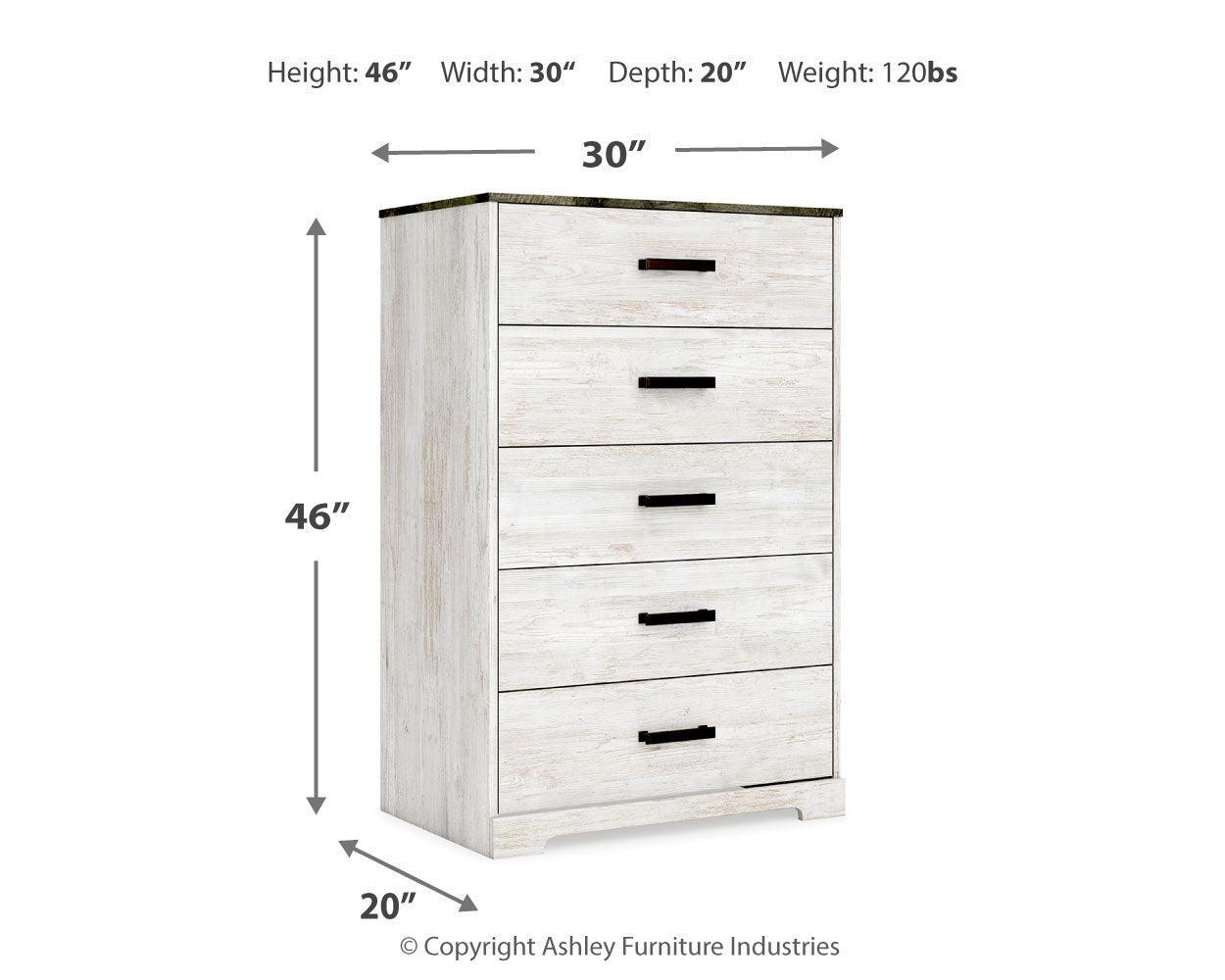 Shawburn Whitewash/charcoal Gray Chest Of Drawers - Ella Furniture
