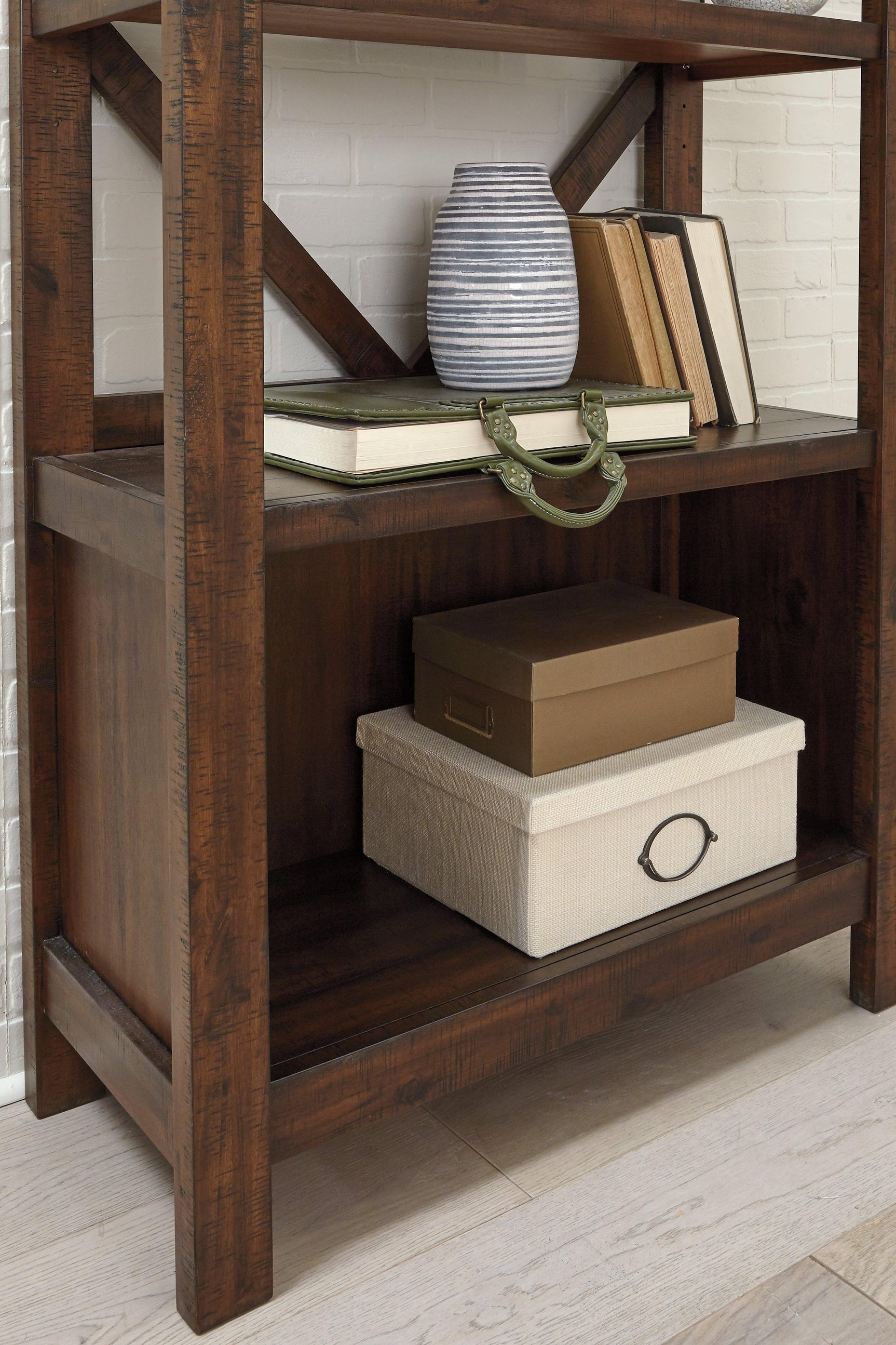 Baldridge Rustic Brown 75" Bookcase - Ella Furniture