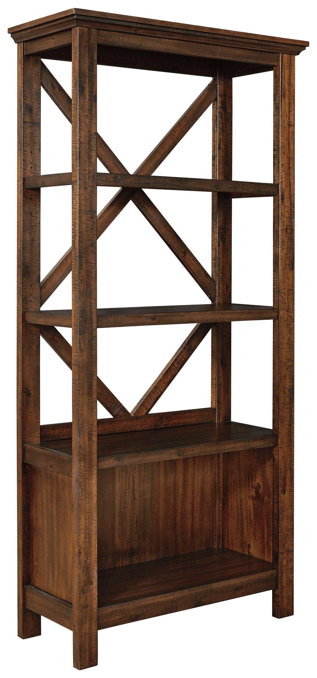 Baldridge Rustic Brown 75" Bookcase - Ella Furniture