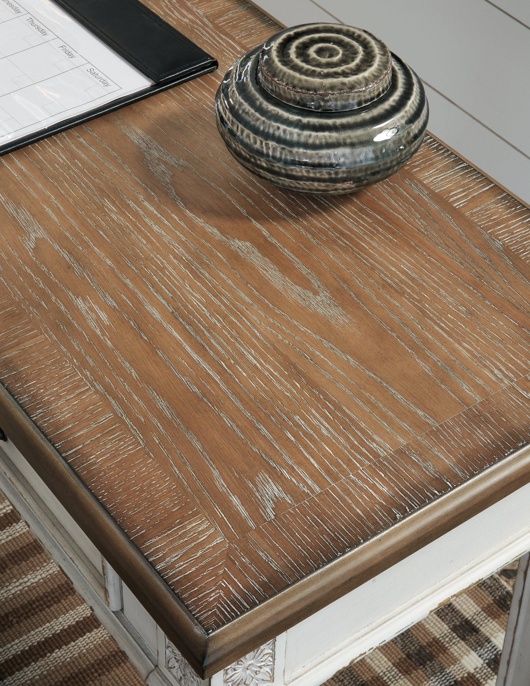 Realyn White/Brown 2-Piece Home Office Desk - Ella Furniture