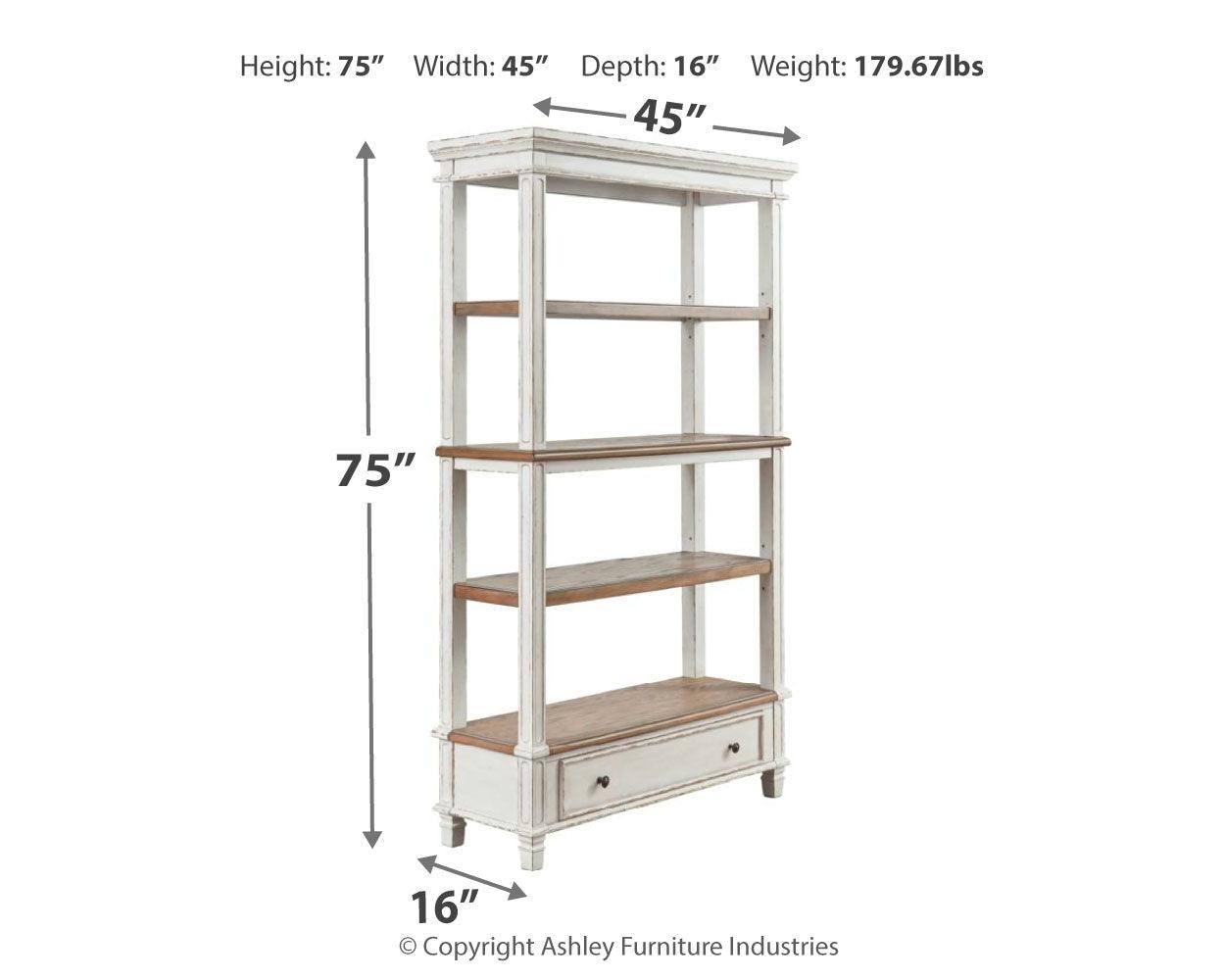 Realyn Brown/white 75" Bookcase - Ella Furniture
