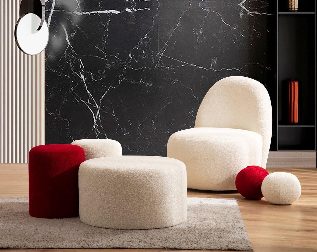 Ava Red Boucle Stool - Ella Furniture