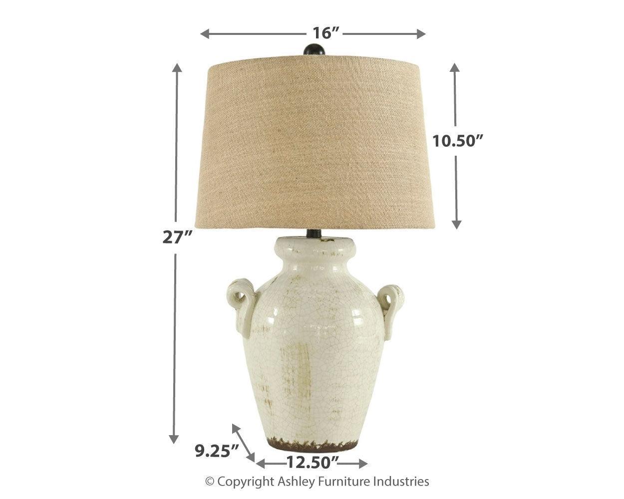 Emelda Cream Table Lamp - Ella Furniture