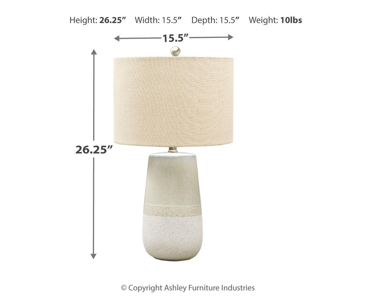 Shavon Beige/white Table Lamp - Ella Furniture