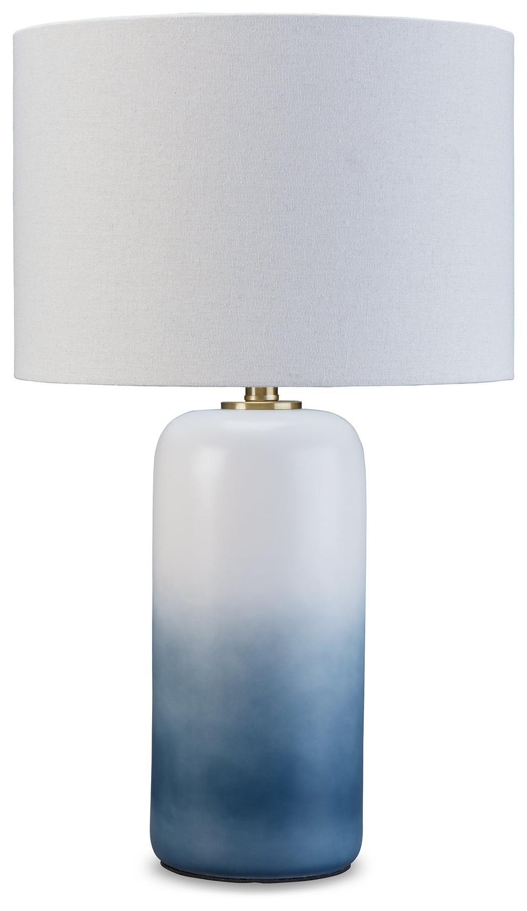 Lemrich White/teal Table Lamp - Ella Furniture