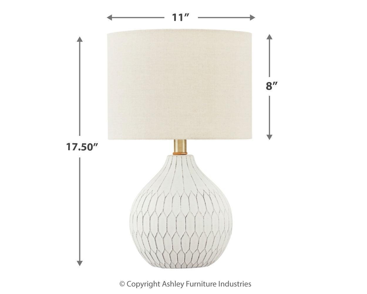 Wardmont White Table Lamp - Ella Furniture