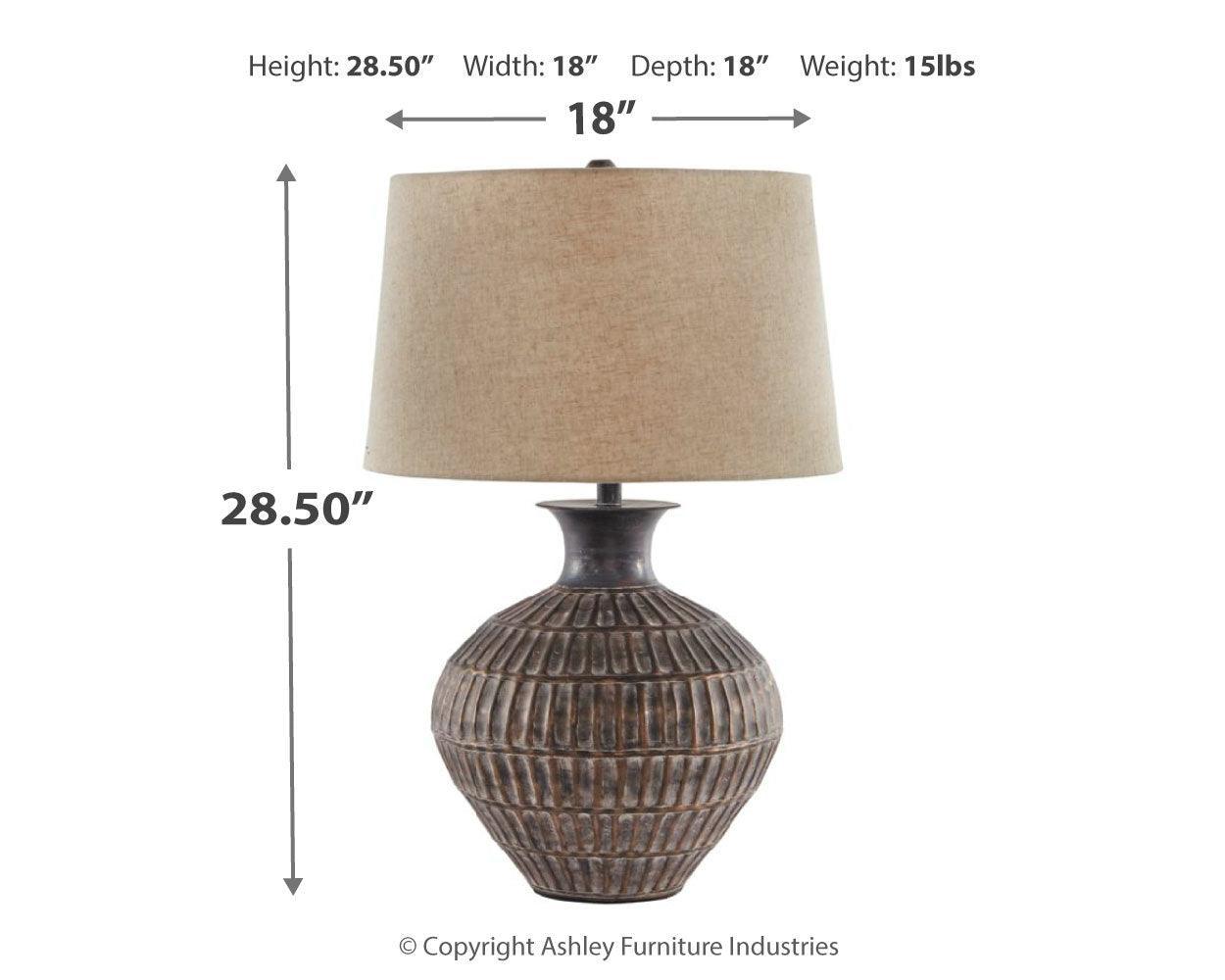 Magan Antique Bronze Finish Table Lamp - Ella Furniture
