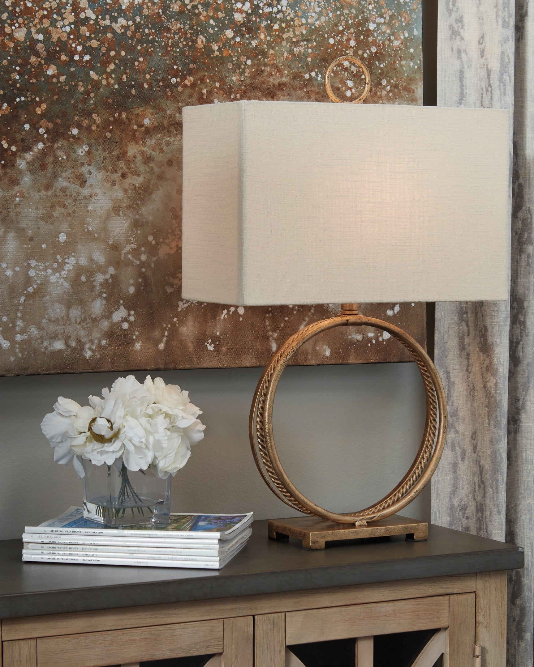 Mahala Antique Gold Finish Table Lamp - Ella Furniture
