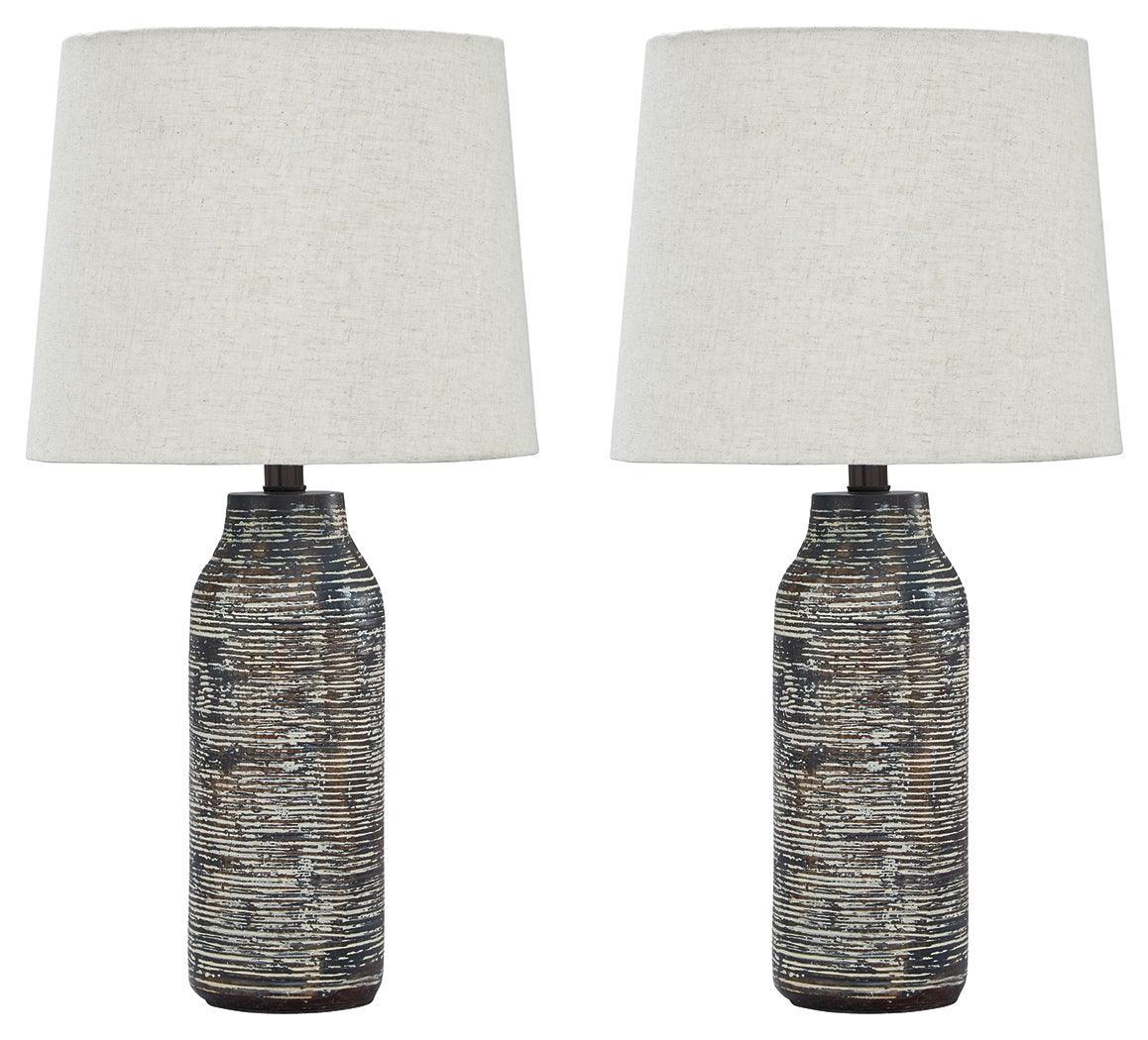 Mahima Black/White Table Lamp (Set Of 2) - Ella Furniture