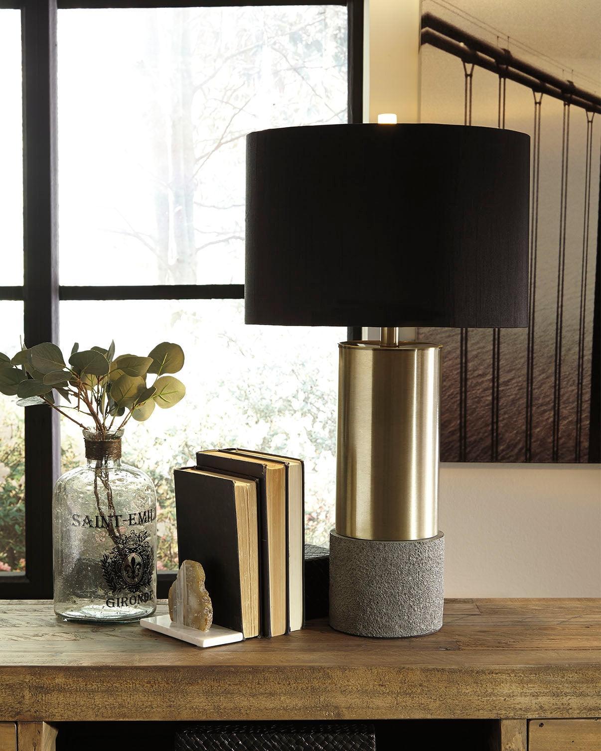 Jacek Gray/brass Finish Table Lamp (Set Of 2) - Ella Furniture