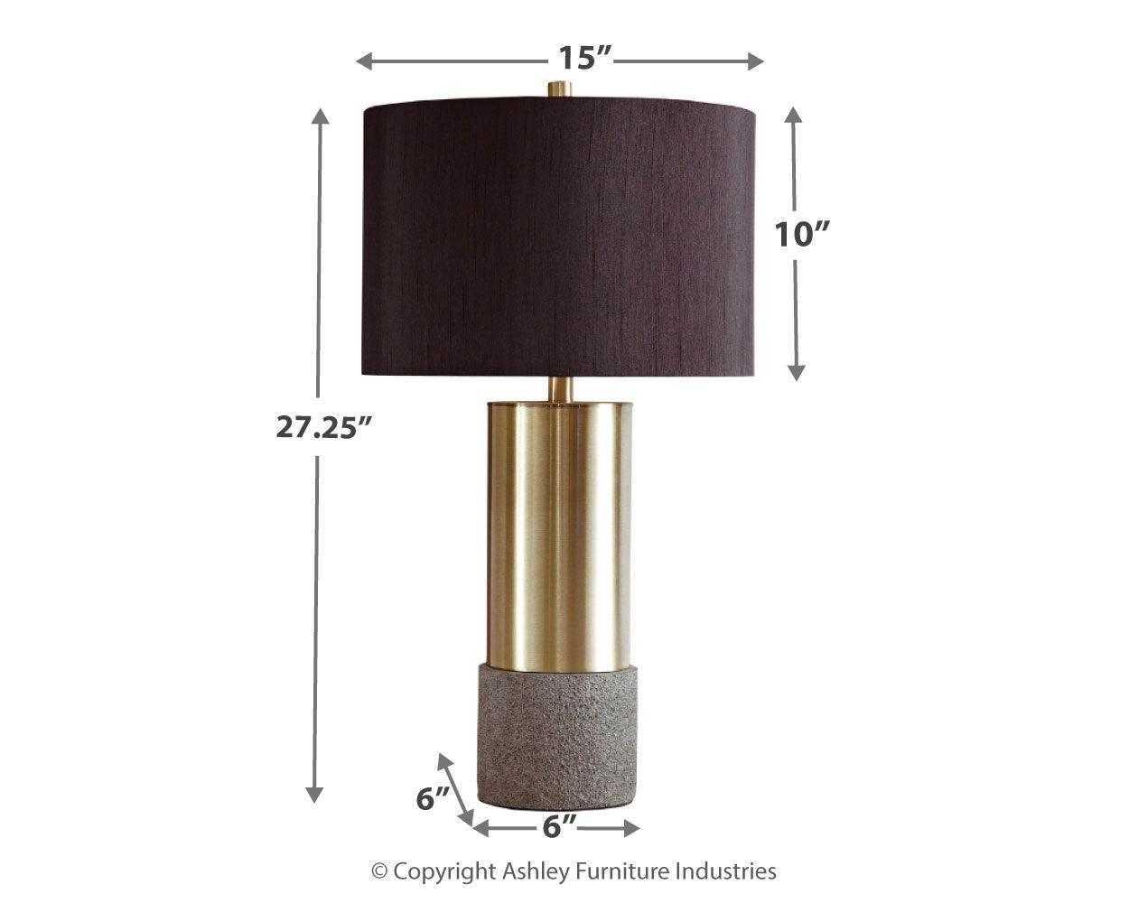 Jacek Gray/brass Finish Table Lamp (Set Of 2) - Ella Furniture