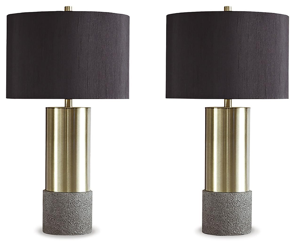 Jacek Gray/brass Finish Table Lamp (Set Of 2) - Ella Furniture