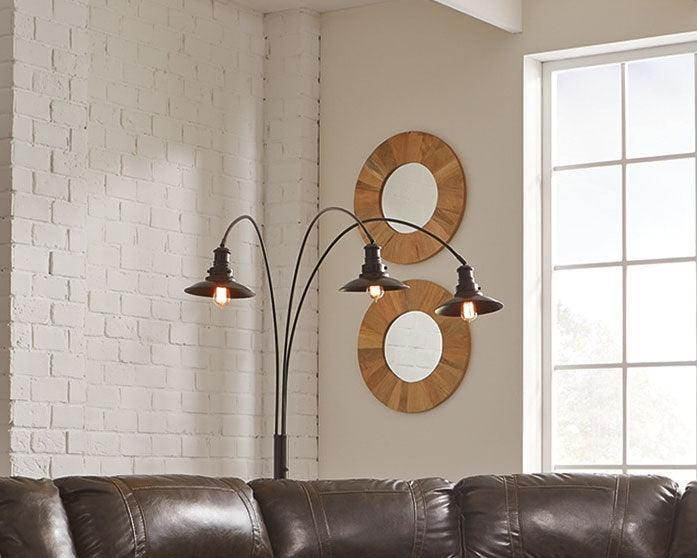 Top view highlighting Sheriel floor lamp metal shades