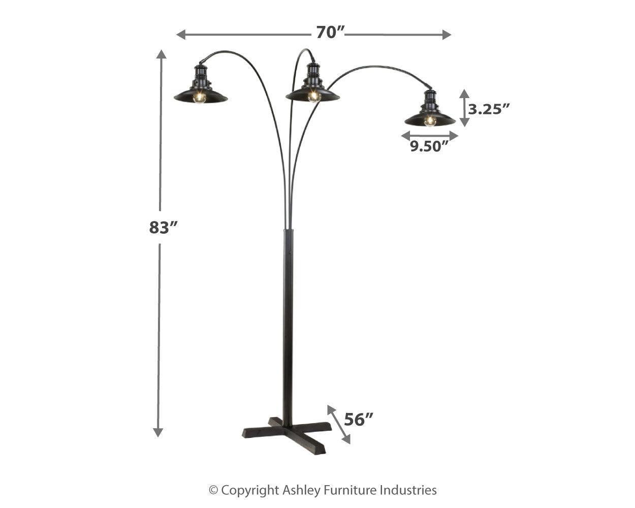 Dimmer switch detail on Sheriel Black Metal Arc Floor Lamp