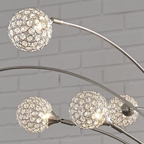 Winter Arc Floor Lamp with silver arch and acrylic bead shades