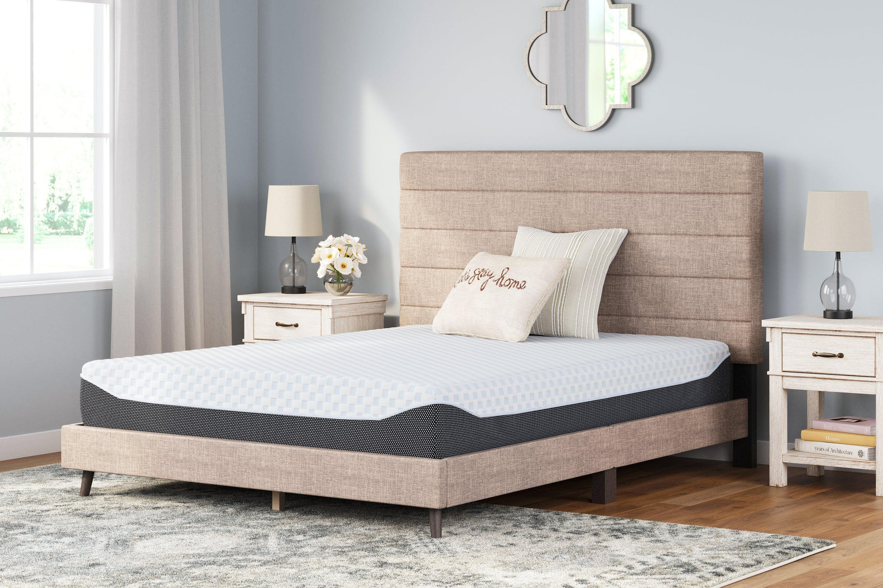 10 Inch Chime Elite White/blue Queen Memory Foam Mattress In A Box - Ella Furniture