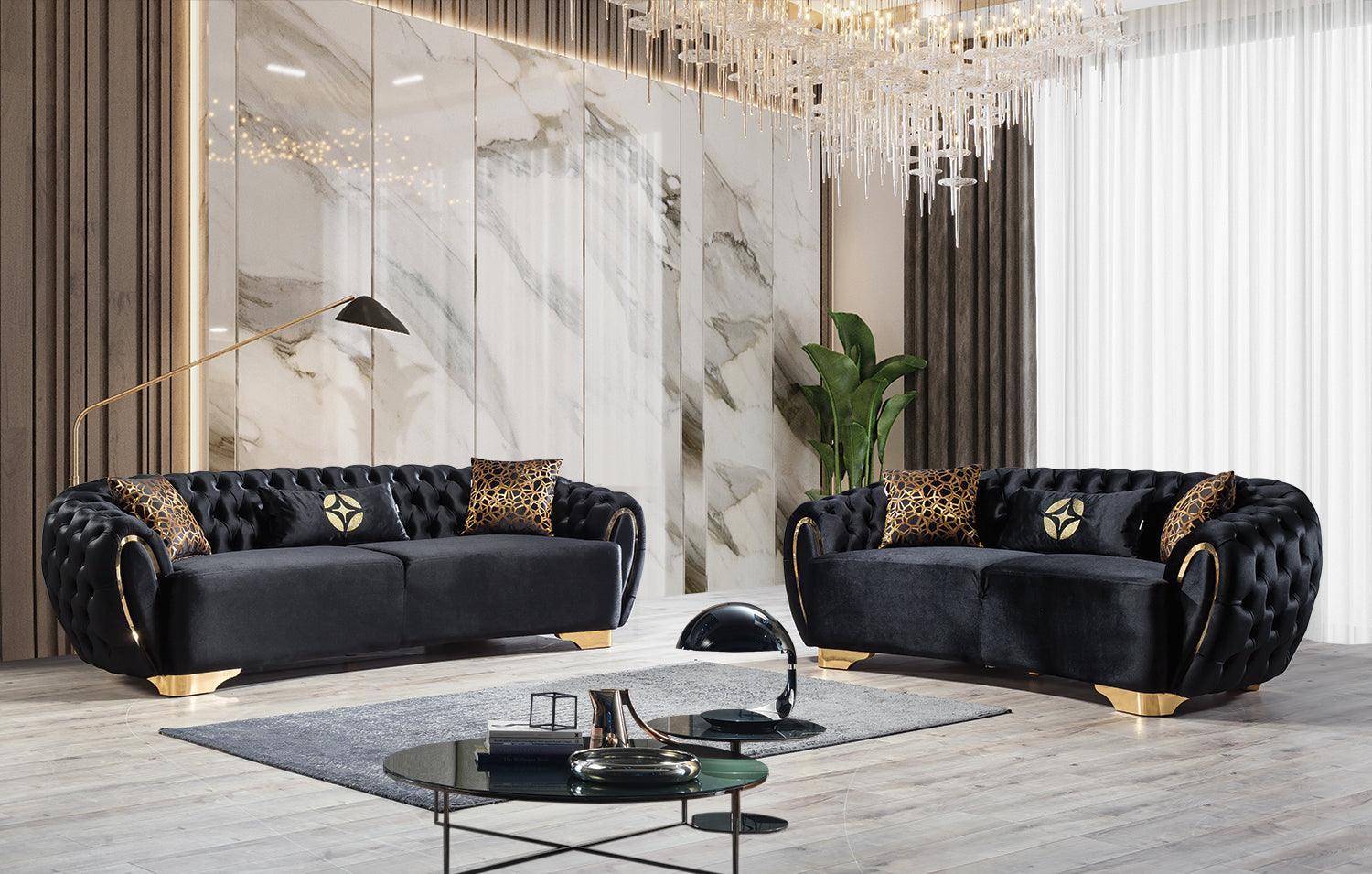 Chloe Black Velvet Sofa & Loveseat - Ella Furniture