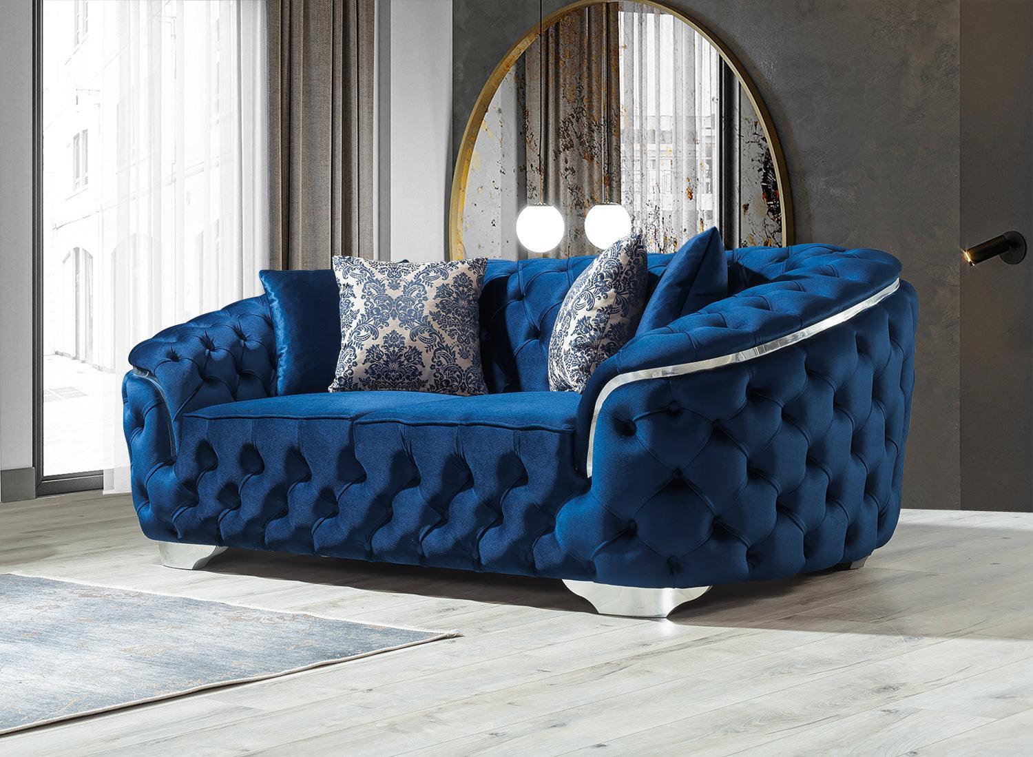 Scarlett Blue Velvet Sofa & Loveseat - Ella Furniture