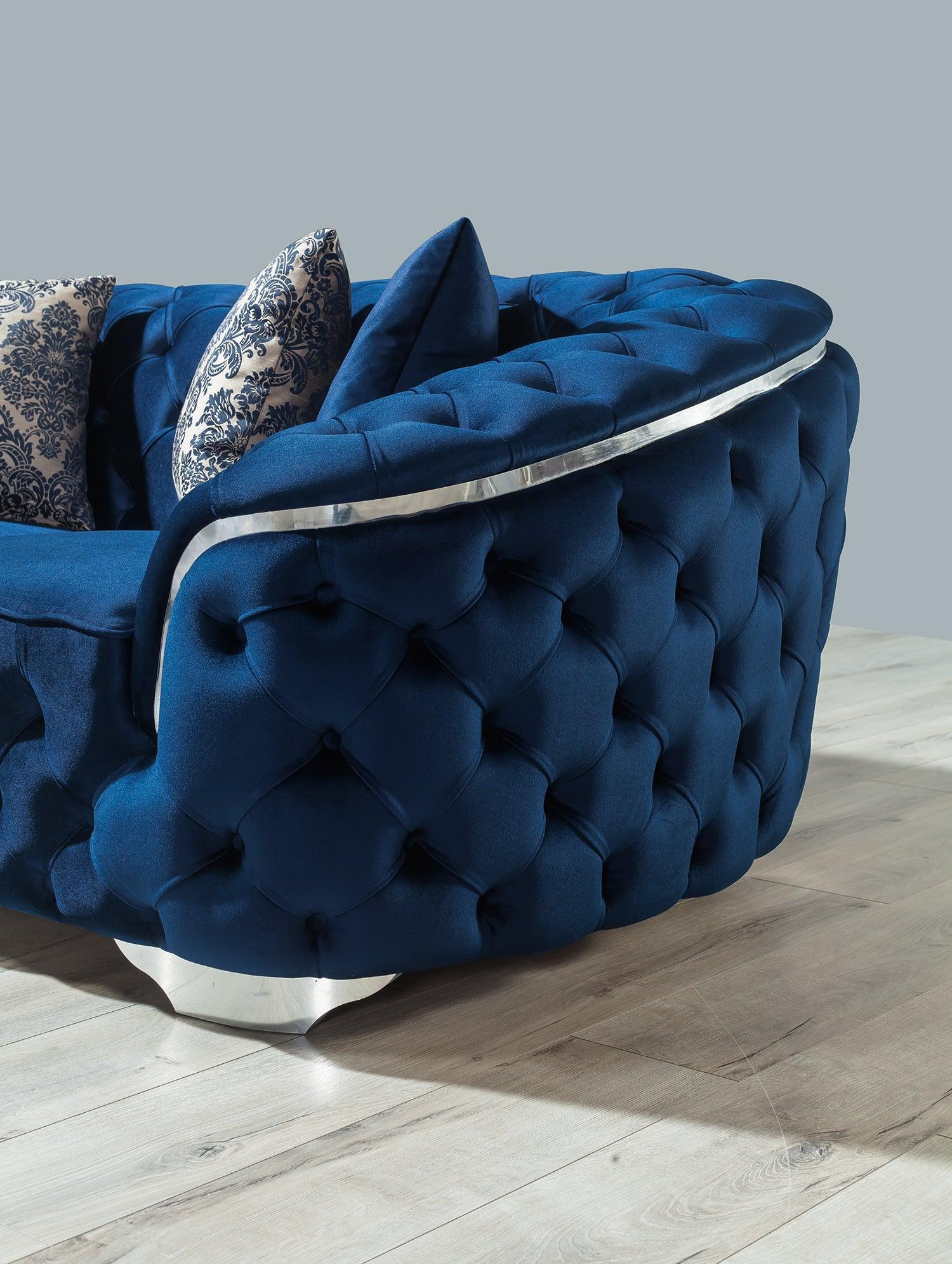 Scarlett Blue Velvet Sofa & Loveseat - Ella Furniture