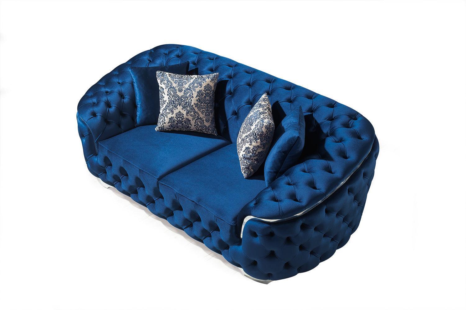 Scarlett Blue Velvet Sofa & Loveseat - Ella Furniture