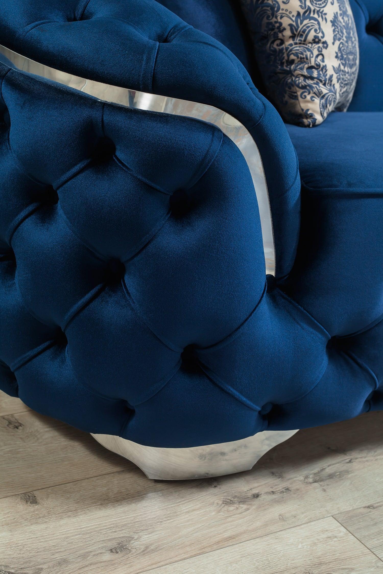 Scarlett Blue Velvet Sofa & Loveseat - Ella Furniture