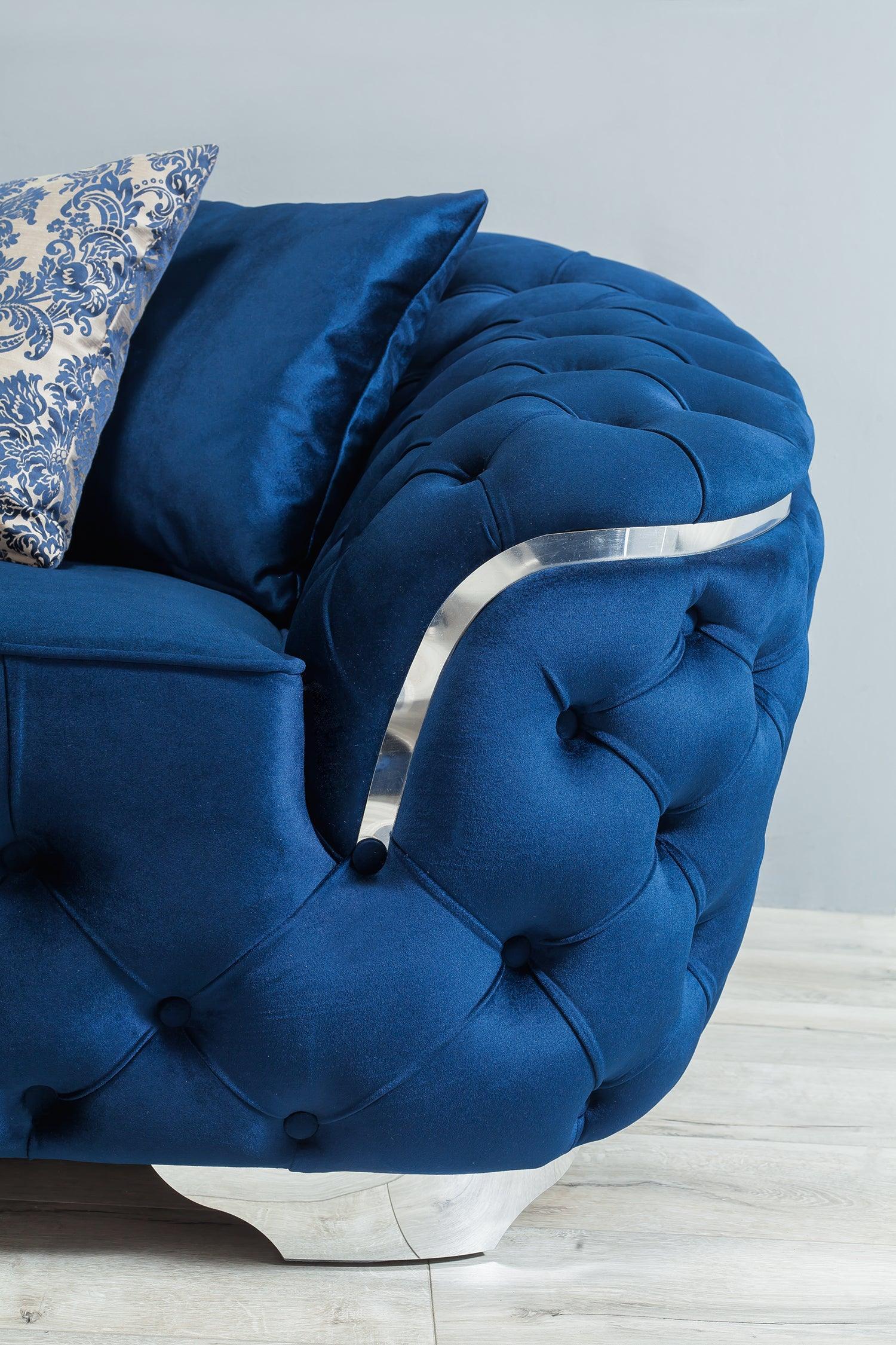 Scarlett Blue Velvet Sofa & Loveseat - Ella Furniture