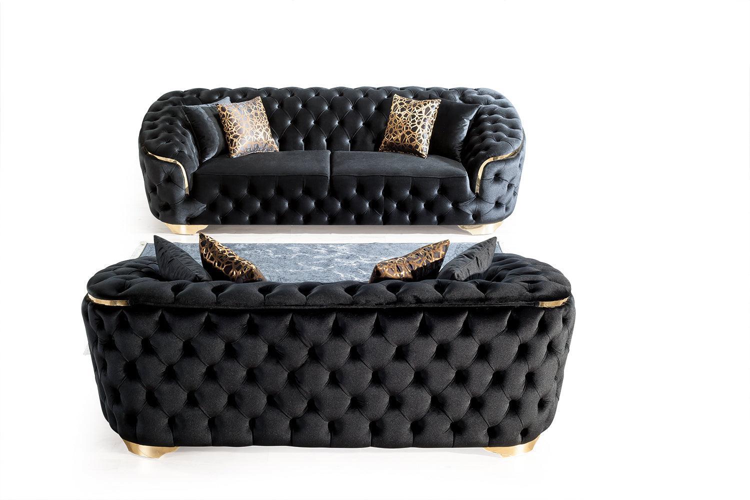 Scarlett Black Velvet Sofa & Loveseat - Ella Furniture