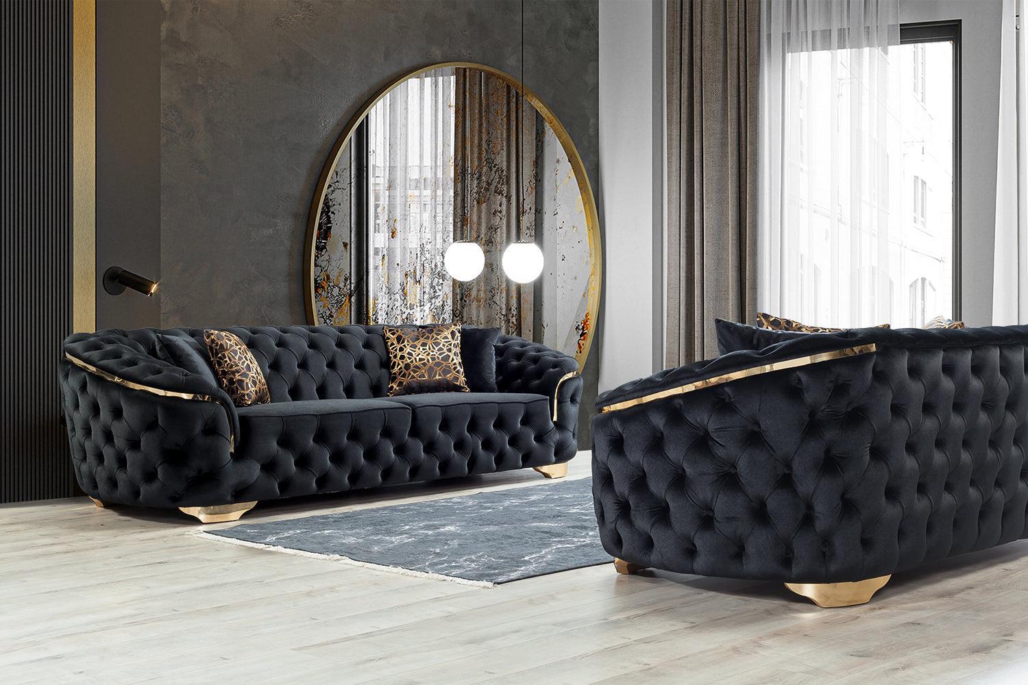 Scarlett Black Velvet Sofa & Loveseat - Ella Furniture