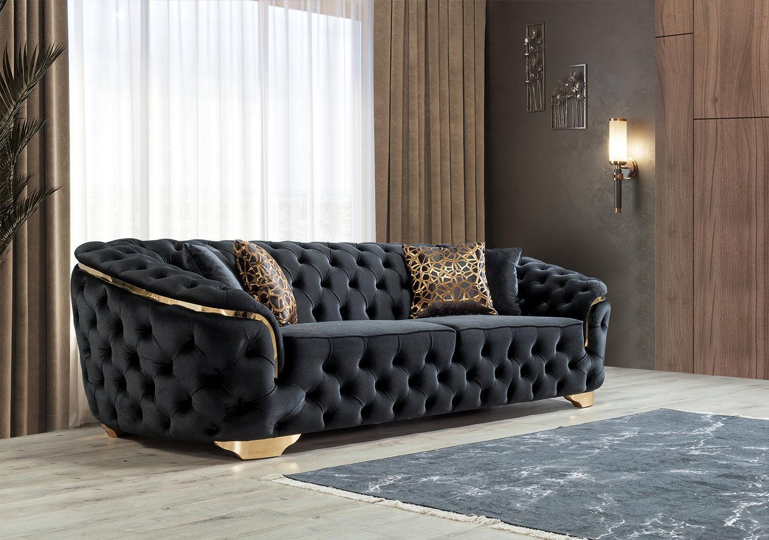 Scarlett Black Velvet Sofa & Loveseat - Ella Furniture