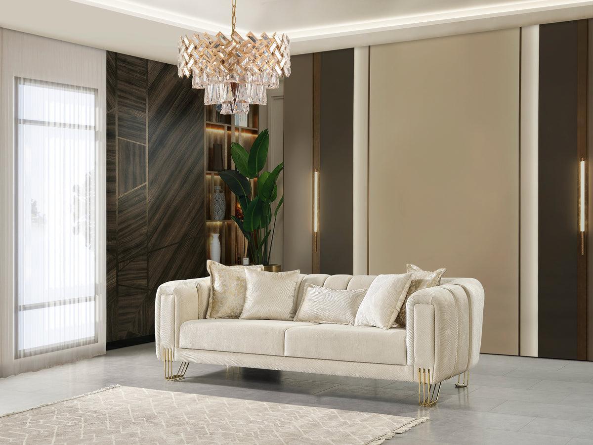 Ella Ivory Velvet Sofa & Loveseat - Ella Furniture